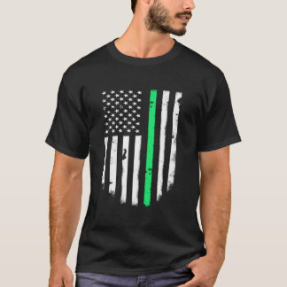 Dünne Green Line Usa American Flag Jacke Oberteil T-Shirt