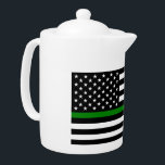 Dünne grüne Flagge: Patriotische Militärveteranen<br><div class="desc">Die Thin Green Line Flagge ist ein Symbol für die Unterstützung des Militärs der Vereinigten Staaten. Die dünne grüne Linie repräsentiert die Männer und Frauen, die in den Streitkräften dienen und die Nation und ihre Bürger schützen. Die Fahne wird oft neben der amerikanischen Fahne angezeigt, um die Anerkennung für die...</div>