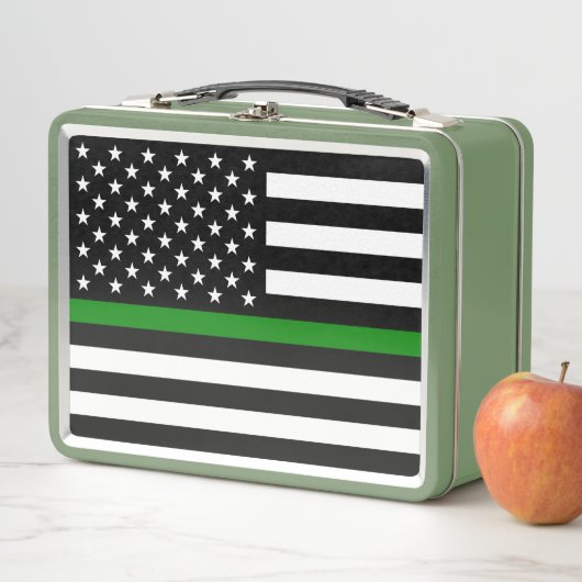 Dünne grüne Flagge: Patriotische Militärveteranen Metall Brotdose (Beispiel)