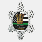 Dünne grüne Linie für Personalisierte Armeefräse Schneeflocken Zinn-Ornament (Rechts)