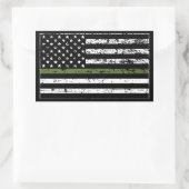 Dünne grüne Linie Military US-Flagge gebeutelt Sti Rechteckiger Aufkleber (Tasche)