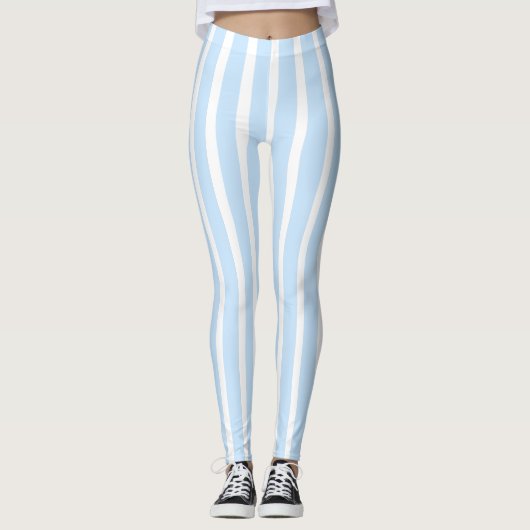 Dünne hellblaue Streifen Leggings (Vorderseite)