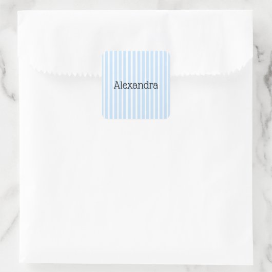 Dünne hellblaue Streifen Quadratischer Aufkleber (Tasche)