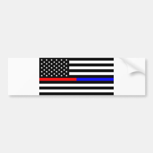dünne Linie Polizeifeuerwehrmannsymbol USA des Autoaufkleber (Vorne)