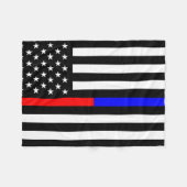 dünne Linie Polizeifeuerwehrmannsymbol USA des Fleecedecke (Vorderseite (Horizontal))