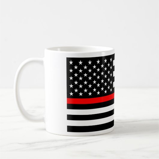 dünne Linie Polizeifeuerwehrmannsymbol USA des Kaffeetasse (Links)