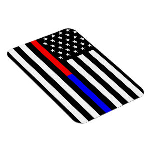 dünne Linie Polizeifeuerwehrmannsymbol USA des Magnet