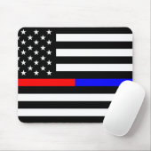 dünne Linie Polizeifeuerwehrmannsymbol USA des Mousepad (Mit Mouse)