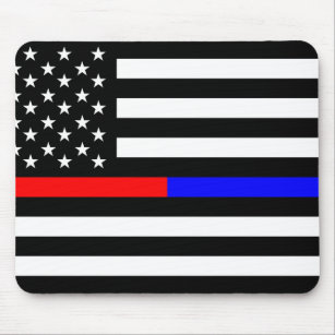 dünne Linie Polizeifeuerwehrmannsymbol USA des Mousepad