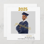 Dünne Magnetic Modern Gold Abschluss Einladung (Vorne/Hinten)