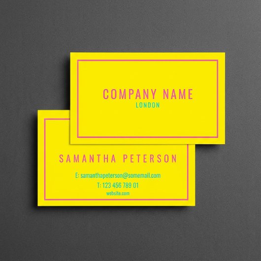 Dünne Neonfarben, rosa und gelb Visitenkarte