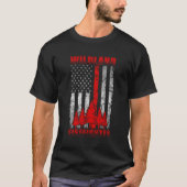 Dünne Red Line American Flag Wildland Feuerwehrman T-Shirt (Vorderseite)