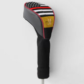 Dünne Red Line & Firefighter Flag USA / Mit Monogr Golf Headcover (angewinkelt)