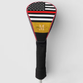 Dünne Red Line & Firefighter Flag USA / Mit Monogr Golf Headcover (Vorderseite)