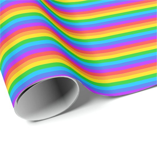 Dünne Regenbogenstreifen Wrapping Paper Geschenkpapier (Rolleneckpunkt)