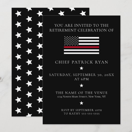 Dünne rote Linie Einladung (Vorne/Hinten)