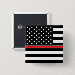 Dünne rote Linie Feuerwehrhelden amerikanische Fla Button