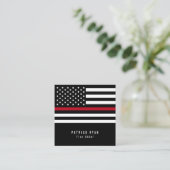 Dünne rote Linie Feuerwehrmann-amerikanische Quadratische Visitenkarte (Stehend Vorderseite)