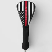 Dünne rote Linie Feuerwehrmann-Flagge-Monogramm Golf Headcover (Vorderseite)