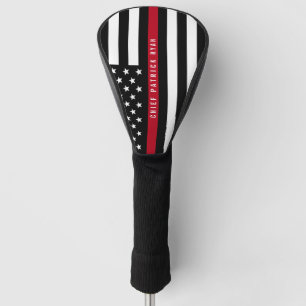 Dünne rote Linie Feuerwehrmann-Flagge-Monogramm Golf Headcover