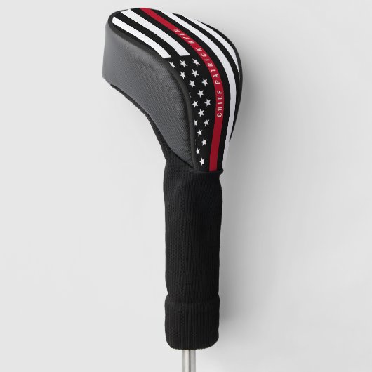 Dünne rote Linie Feuerwehrmann-Flagge-Monogramm Golf Headcover (angewinkelt)