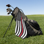 Dünne rote Linie Feuerwehrmann-Flagge-Monogramm Golfhandtuch (Gras)