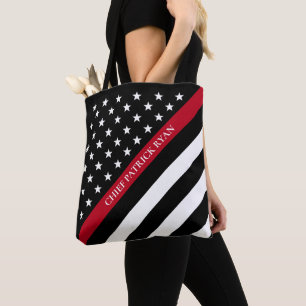 Dünne rote Linie Feuerwehrmann-Flagge-Monogramm Tasche