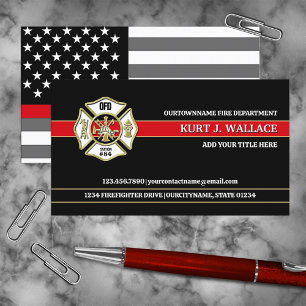 Dünne rote Linie Feuerwehrmann-Flagge Visitenkarte