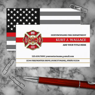 Dünne rote Linie Feuerwehrmann-Flagge Visitenkarte