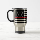 Dünne rote Linie Feuerwehrmann-Flaggen-Monogramm Reisebecher (Links)