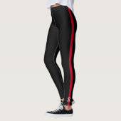 Dünne rote Linie Feuerwehrmann-Monogramm-Initiale Leggings (Links)