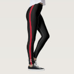 Dünne rote Linie Feuerwehrmann-Monogramm-Initiale Leggings<br><div class="desc">Dieses kennzeichnen dünne rote Linie Feuerwehrmann-Leggings eine vertikale dünne rote Linie auf der Außenseite des Beines,  das durch ein Skriptmonogramm in der weißen Typografie betont wird,  die Sie personifizieren oder löschen können. Entworfen durch Künstler ©Susan Coffey.</div>