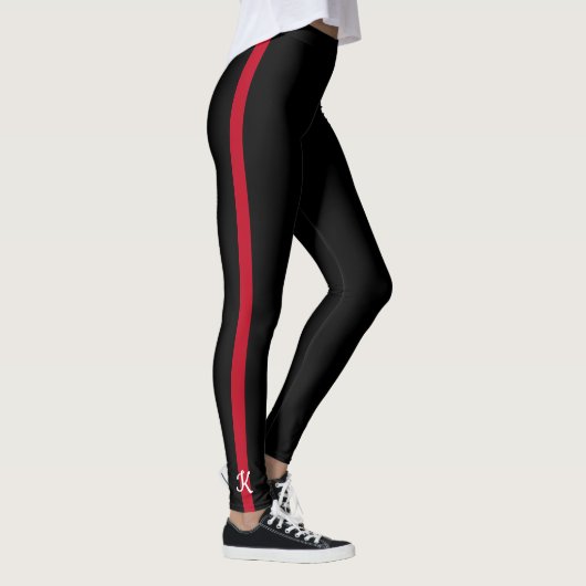 Dünne rote Linie Feuerwehrmann-Monogramm-Initiale Leggings (Rechts)