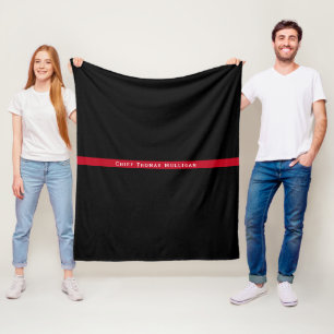 Dünne rote Linie Feuerwehrmann-Monogramm-Name Fleecedecke