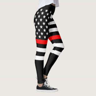 Dünne rote Linie Flaggegraphik an Leggings
