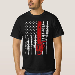 Dünne rote Linie Kettensäge Holz Feuerwehrmann Feu T-Shirt