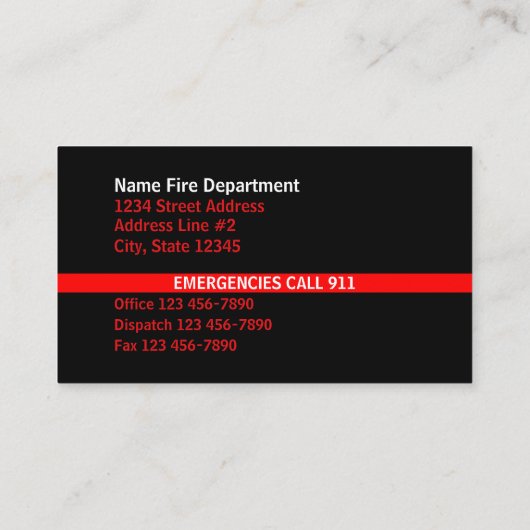 Dünne rote Linie Kontakt Visitenkarte (Rückseite)