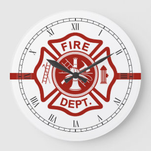 Dünne rote Linie Malteserkreuz-Weiß Große Wanduhr