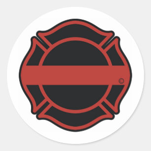 Dünne rote Linie Maltesse Kreuz Runder Aufkleber