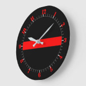 Dünne rote Linie symbolisches Denkmal auf a Große Wanduhr (Winkel)