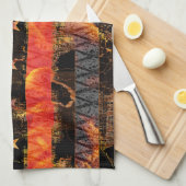 Dünne rote Linie und Flammen Geschirrtuch (Viertel Falte)