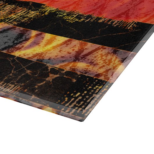 Dünne rote Linie und Flammen Schneidebrett (Ecke)