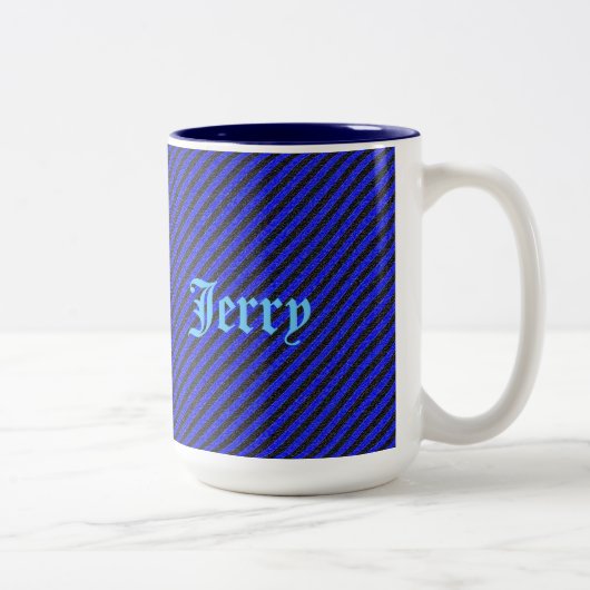 Dünne schwarze und blaue Streifen Zweifarbige Tasse (Rechts)