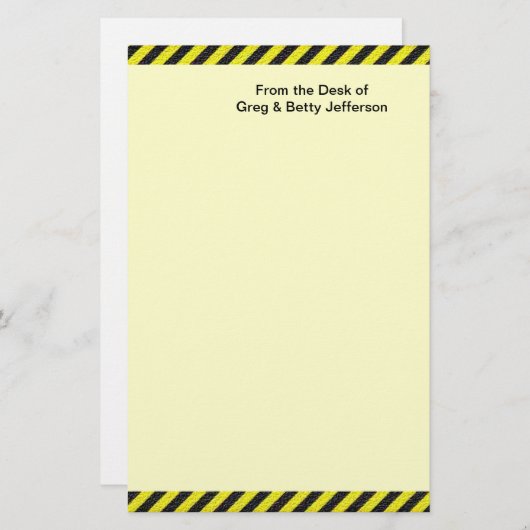 Dünne schwarze und gelbe Diagonalstreifen Briefpapier (Vorne/Hinten)