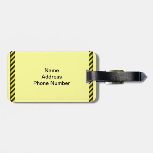 Dünne schwarze und gelbe Diagonalstreifen Gepäckanhänger (Rückseite horizontal)
