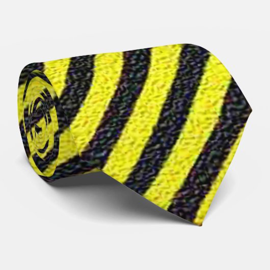 Dünne schwarze und gelbe Diagonalstreifen Krawatte (Gerollt)