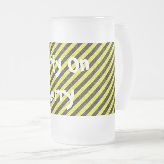 Dünne schwarze und gelbe Diagonalstreifen Mattglas Bierglas (VorderseiteRechts)