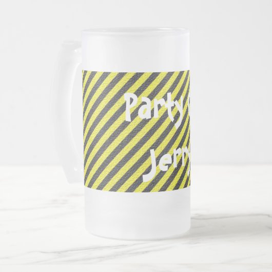 Dünne schwarze und gelbe Diagonalstreifen Mattglas Bierglas (Vorderseite Links)