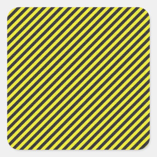 Dünne schwarze und gelbe Diagonalstreifen Quadratischer Aufkleber (Vorderseite)