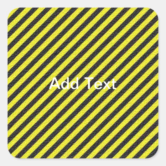 Dünne schwarze und gelbe Diagonalstreifen Quadratischer Aufkleber (Vorderseite)